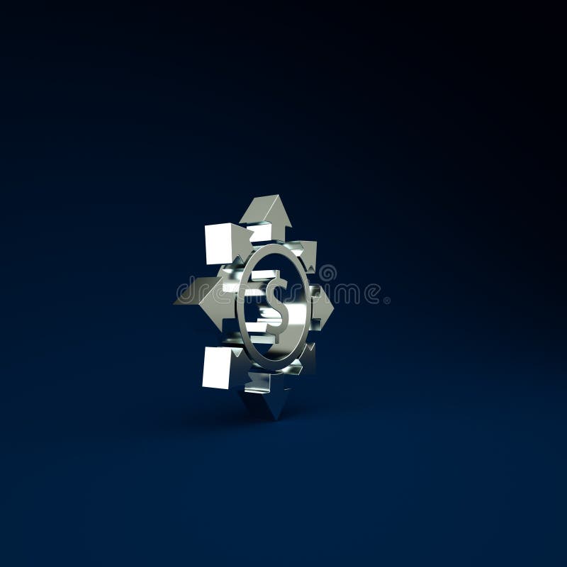 Silver Dollar, share, network icon isolated on blue background. Minimalism concept. 3d illustration 3D render. Silver Dollar, share, network icon isolated on blue background. Minimalism concept. 3d illustration 3D render