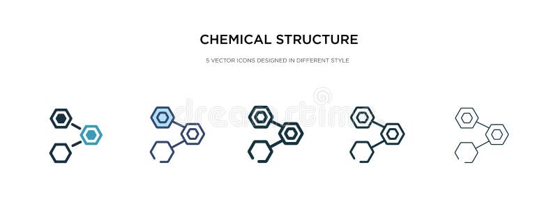 Ikona struktury chemicznej na ilustracji wektora różnego stylu dwa kolorowe i czarne chemiczne ikony wektora struktury zaprojekto