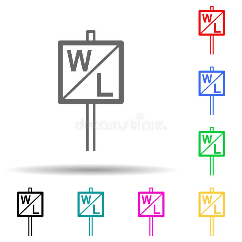 Ikona stylu multi-color wskaźnika gwizdka. prosty wektor glifu płaskiego dla ikon ostrzeżeń kolejowych dla witryny ui i ux lub royalty ilustracja