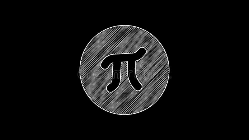 Ikona symbolu białego wiersza pi izolowana na czarnym tle animacji wideo 4k