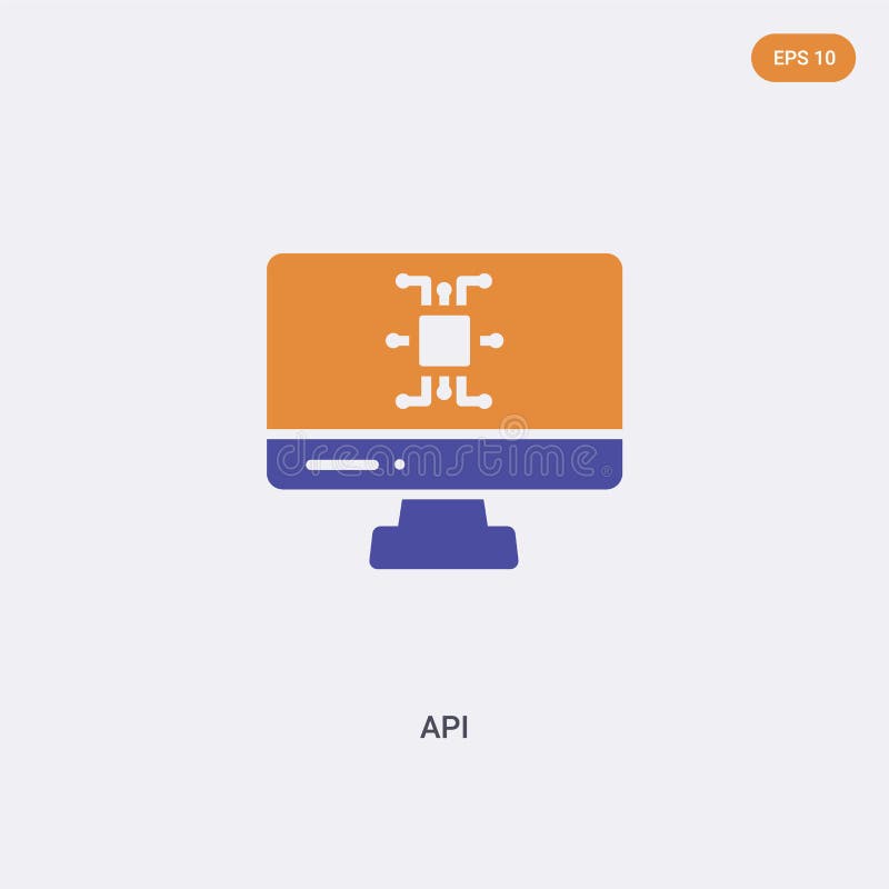 Ikona wektora koncepcji interfejsu API 2 kolorów wyizolowany dwukolorowy symbol znaku typu api, zaprojektowany w kolorach niebies royalty ilustracja Ikona wektora koncepcji interfejsu API 2 kolorów wyizolowany dwukolorowy symbol znaku typu api, zaprojektowany w kolorach niebies royalty ilustracja
