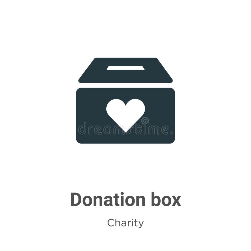 Ikona wektora pola darowizny na białym tle Symbol ikony płaskiego wektorowego pola darowizny z nowoczesnej kolekcji charytatywnej
