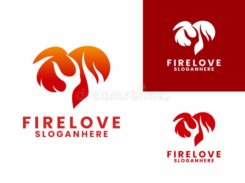 Ikona wektora projektowego logo Creative Fire Love. Wzór logo Serca ilustracja wektor