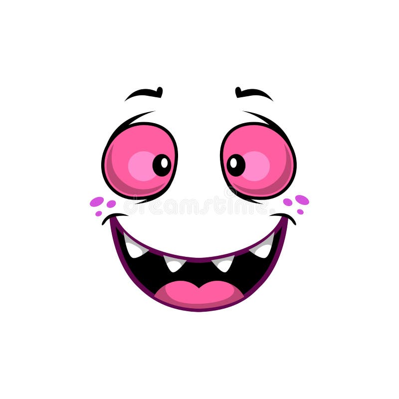 Ikona wektora twarzy kreskówki uśmiecha się śmiesznie emoji ilustracji