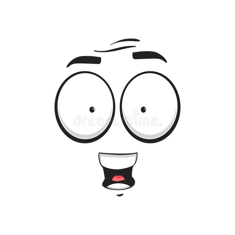 Ikona wektora twarzy kreskówki wstrząsnęła śmiesznym emoji royalty ilustracja