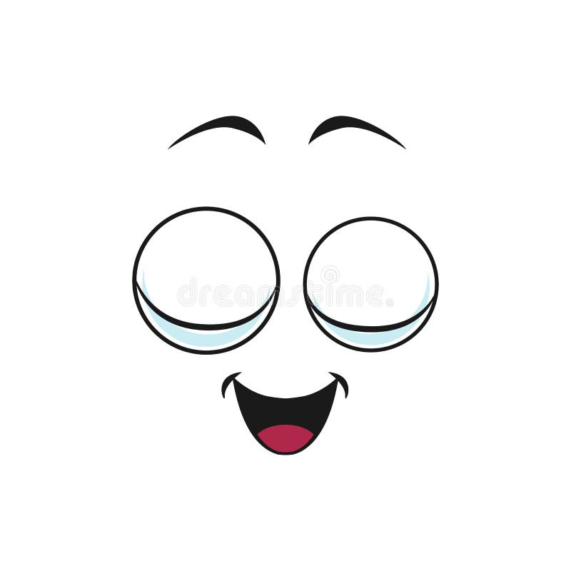 Ikona wektora twarzy kreskówki śmieszne emoji z uśmiechem ilustracji