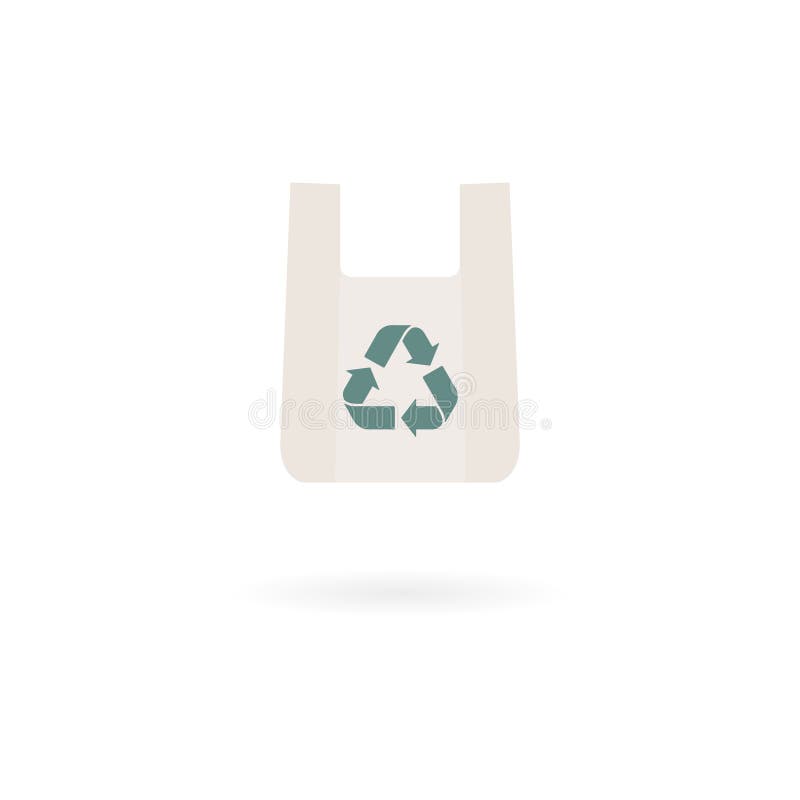 Ikona wektora worka plastikowego. ekokoncepcja zera odpadów. ekologiczny zielony znak recyklingu. prosty kształt wyizolowany na bi ilustracja wektor