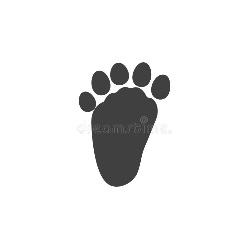 Ikona wektora wydruku tylnej łapy wypełniony znak płaski dla koncepcji mobilnej i projektowania stron internetowych Ikona symbolu śladu zwierzęcego niedźwiedzia Symbol, ilustracja logo Grafika wektorowa
