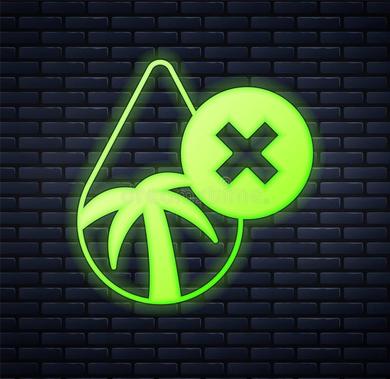 Ikona wolna od oleju palmowego świecąca neon izolowana na tle ściany ceglanej. Wektor ilustracja wektor