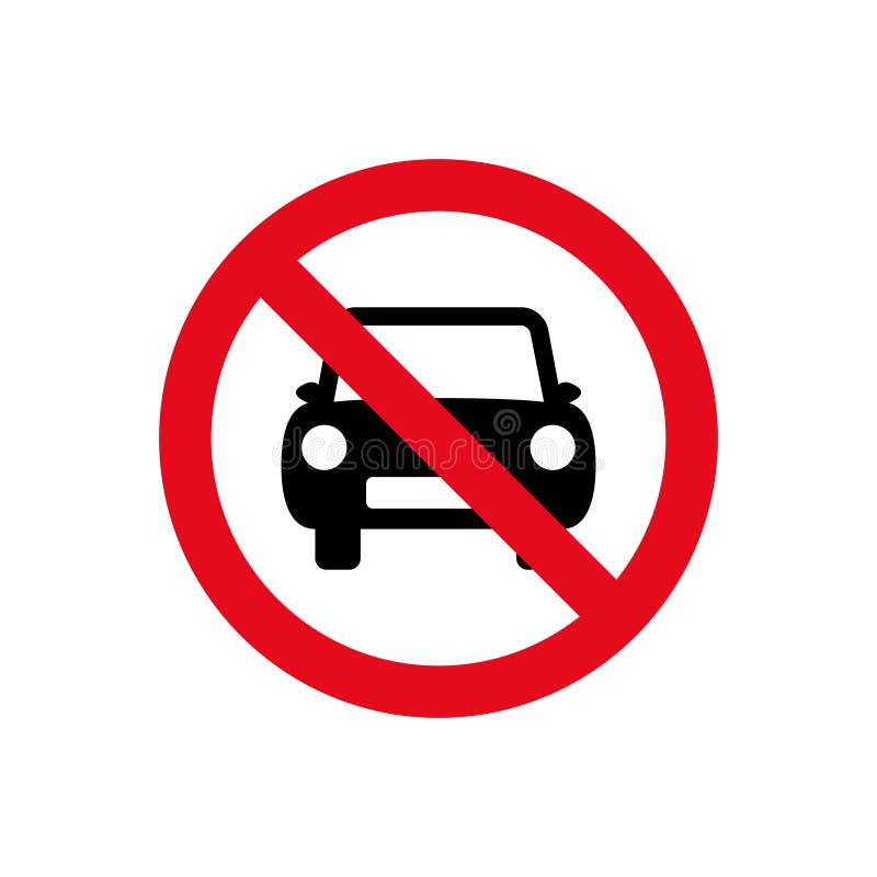 Ikona zakazu jazdy, znak symbolu zakazu jazdy, brak parkowania samochodu