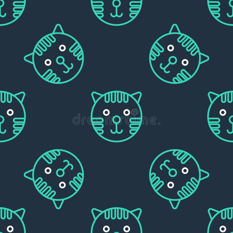 Ikona znaku zodiaku typu line tyger (liniowy tyger zodiak) wyizolowana płynna deseń na czarnym tle. zbieranie horoskopów astrologi ilustracja wektor