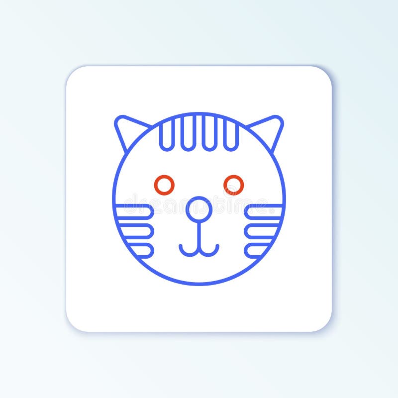 Ikona znaku zodiaku typu line tyger (tygrys zodiak) izolowana na białym tle. zbieranie horoskopów astrologicznych. kontur kolorowy ilustracja wektor