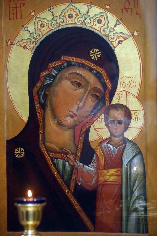 Ikone Der Mutter Des Gottes Und Des Jesus Christus Redaktionelles