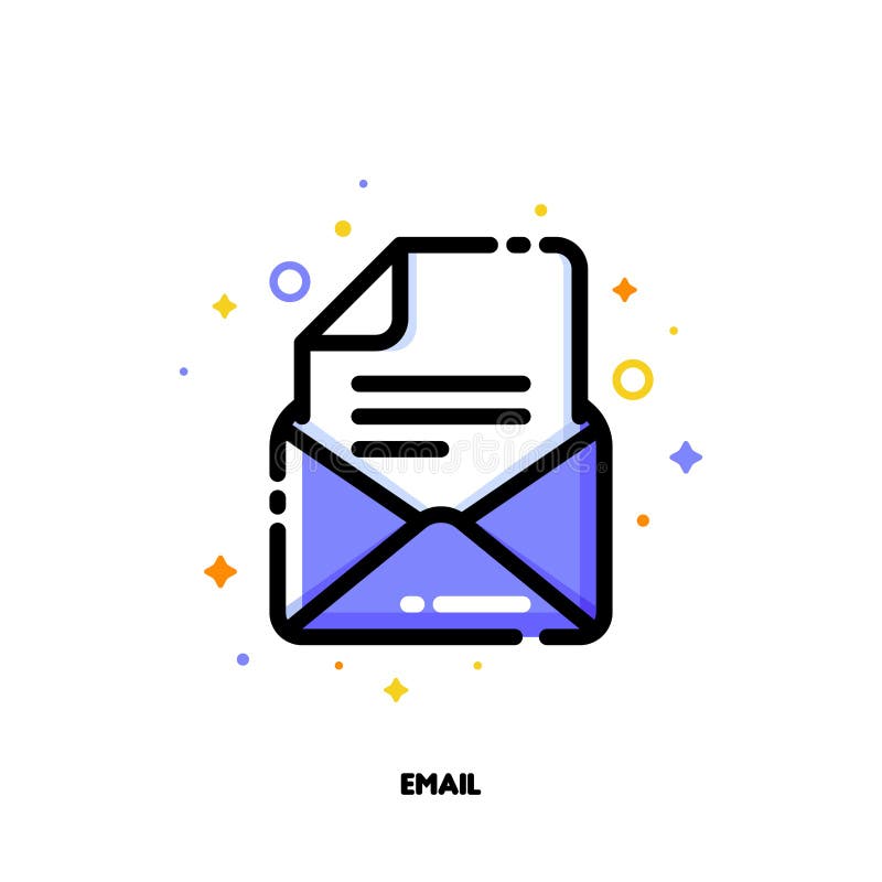 Ikone von E-Mail für Hilfs- und Stützkonzept Ebene gefüllter Entwurf vektor abbildung