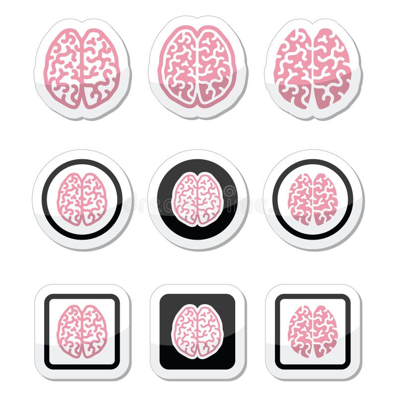 Ikonen des menschlichen Gehirns stellten - Intelligenz, Kreativitätskonzept ein lizenzfreie abbildung Ikonen des menschlichen Gehirns stellten - Intelligenz, Kreativitätskonzept ein lizenzfreie abbildung