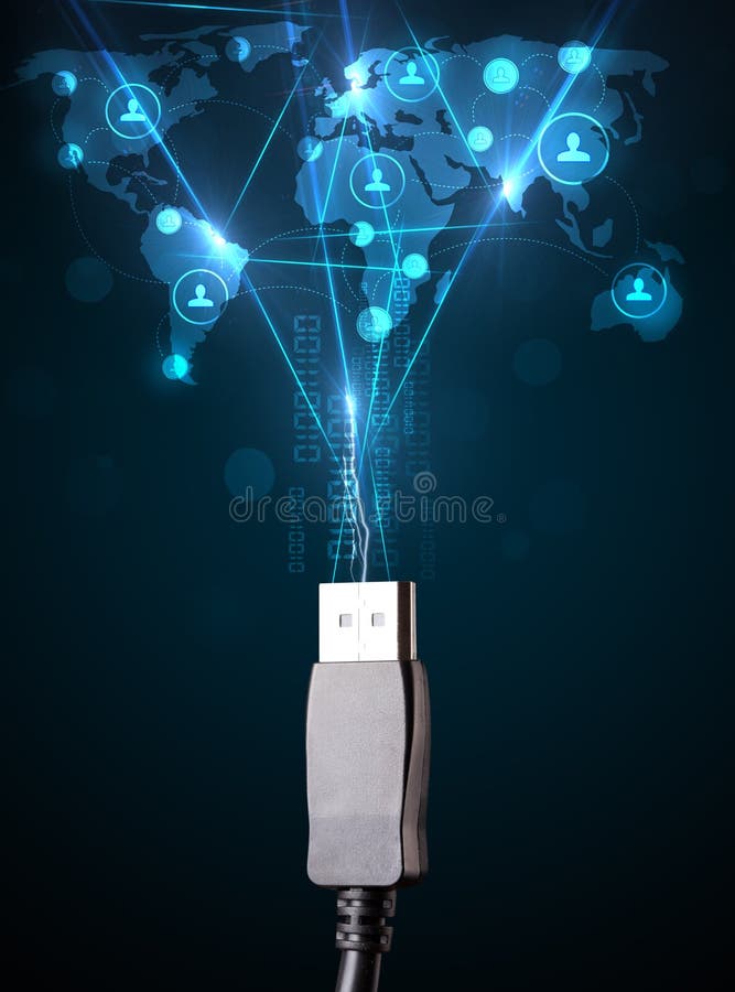 Ikonen des Sozialen Netzes, die aus elektrische Leitung herauskommen stock abbildung Ikonen des Sozialen Netzes, die aus elektrische Leitung herauskommen stock abbildung