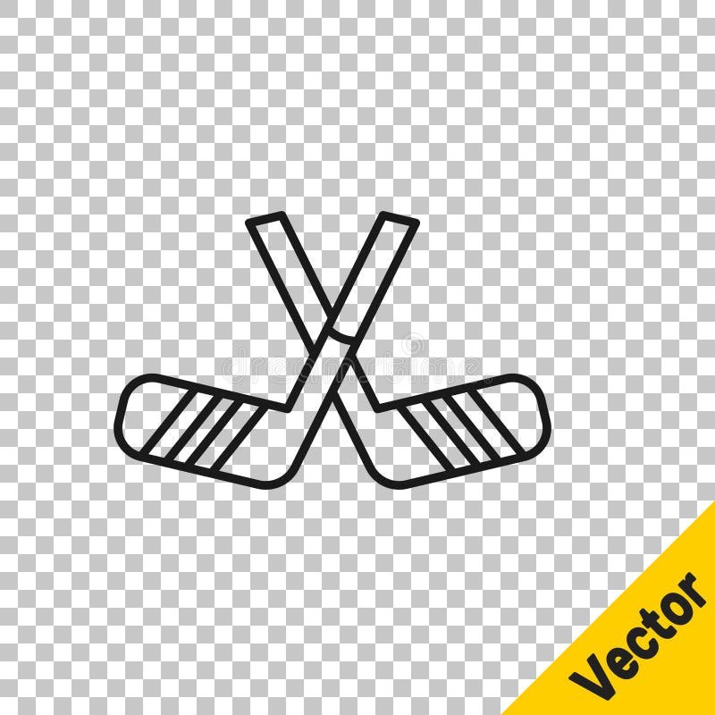 Black line Ice hockey sticks icon isolated on transparent background. Vector. Black line Ice hockey sticks icon isolated on transparent background. Vector.