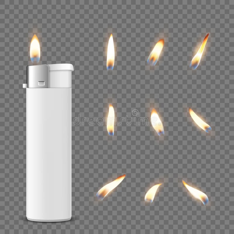 Ikonen Ikon för vektor 3d Realistisk vit, tom, tom, ljusare Ikon Isolerad på genomskinlig bakgrund med flamuppsättning Design royaltyfri illustrationer