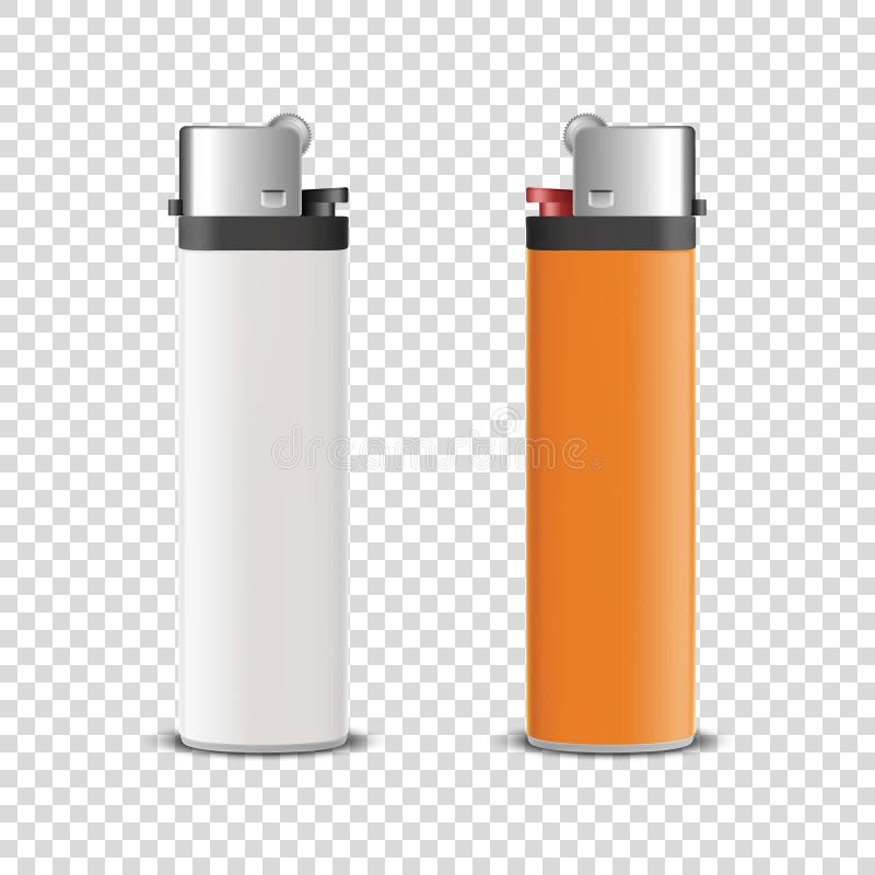 Ikonen Ställ in isolering på genomskinlig bakgrund för vektor 3d Realistic White and Orange Blank Cigarette Lighter Design royaltyfri illustrationer