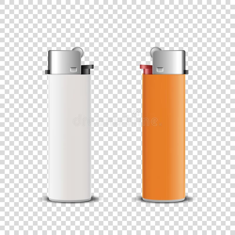 Ikonen Ställ in isolering på genomskinlig bakgrund för vektor 3d Realistic White and Orange Blank Cigarette Lighter Design royaltyfri illustrationer