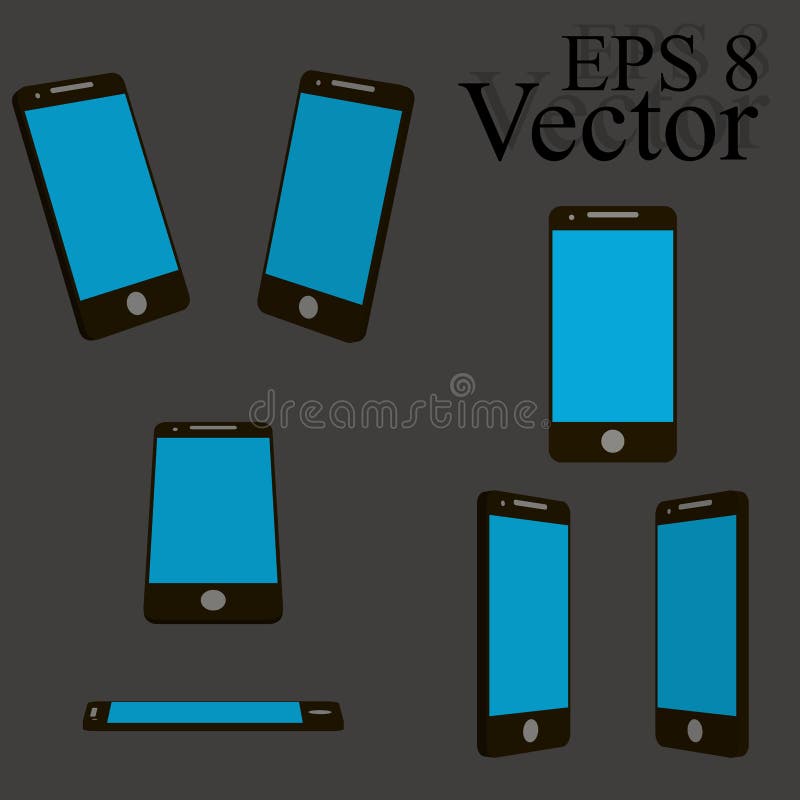 Simple phone icons in different angles, android, clipart, vector illustration. Simple phone icons in different angles, android, clipart, vector illustration