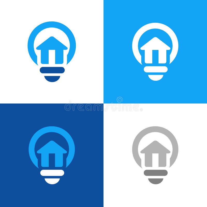 Ikonmall för logotyp för hus- och glödlampor, smart design för hemmet - Vector vektor illustrationer