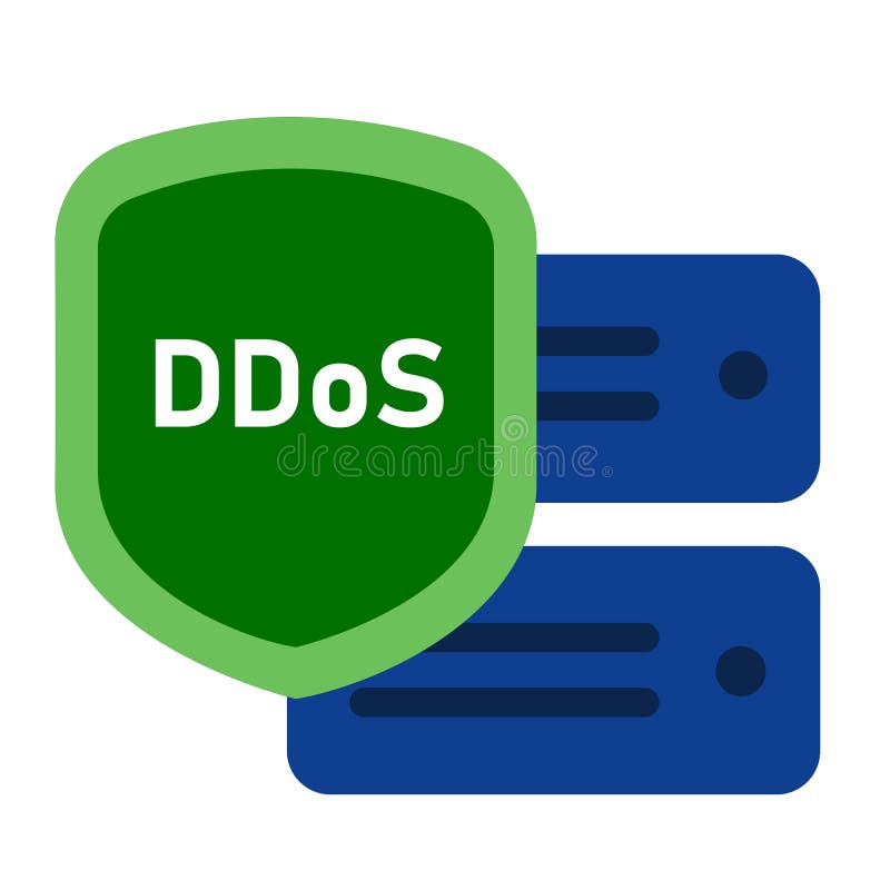Ikonserverskydd från Ddos-distribuerad nekad tjänstsäkerhet från attackhacking vektor illustrationer