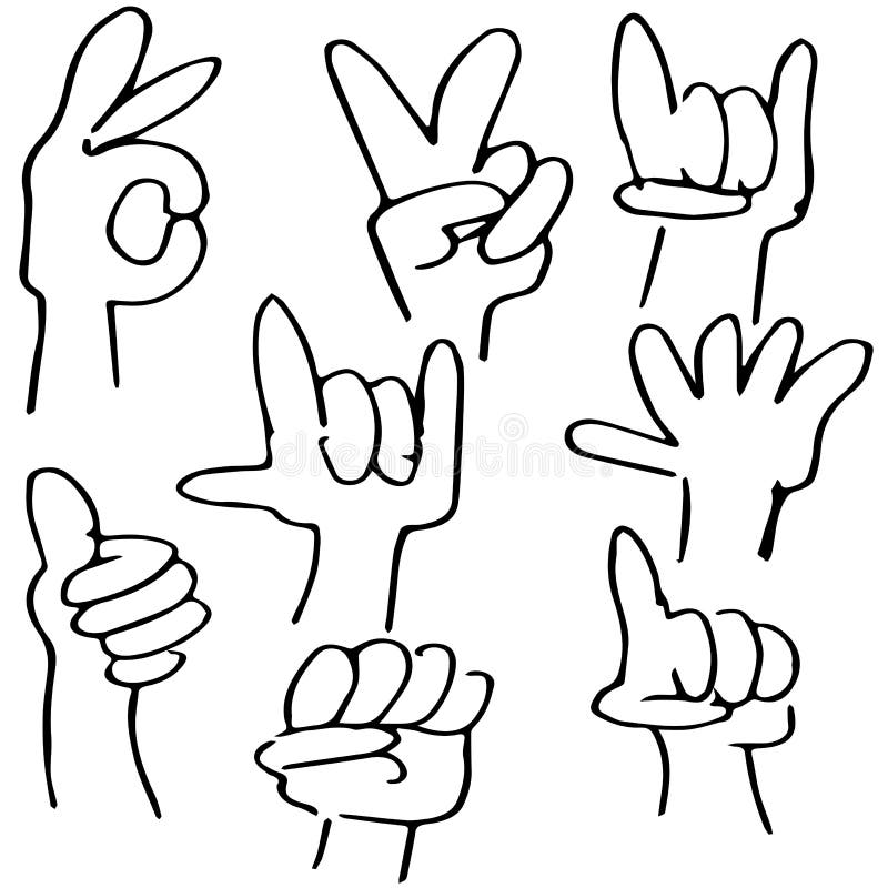 Ikonuppsättning för handgester stock illustrationer