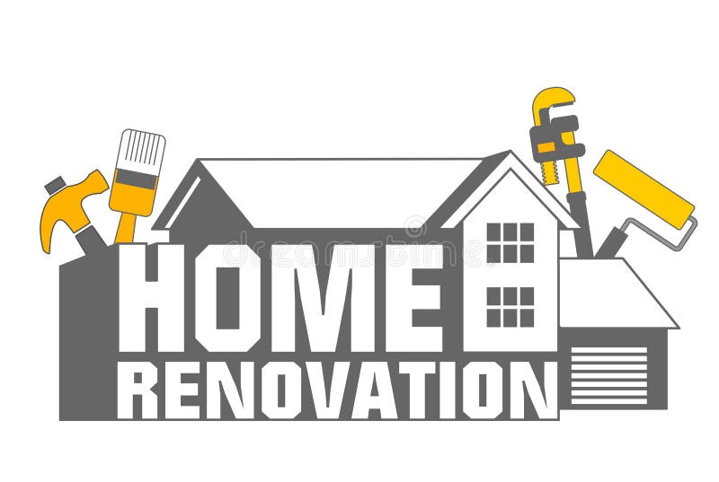 An illustration of home renovation icon and tools. An illustration of home renovation icon and tools