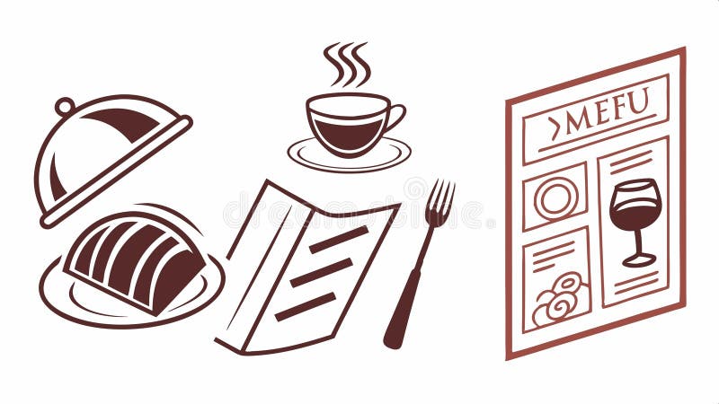 Ikony menu restauracji dla napojów spożywczych i usług gastronomicznych wektor projektowanie Generative AI royalty ilustracja