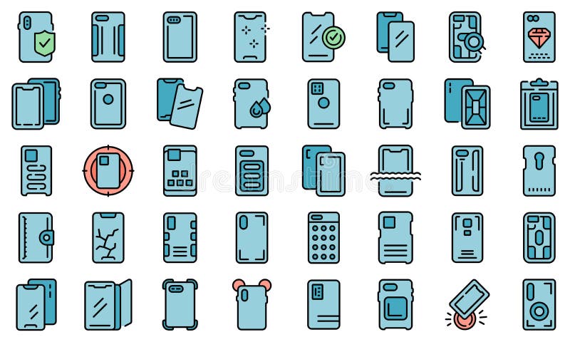 Ikony skrzynki smartphone ustawiają wektor płaski ilustracji