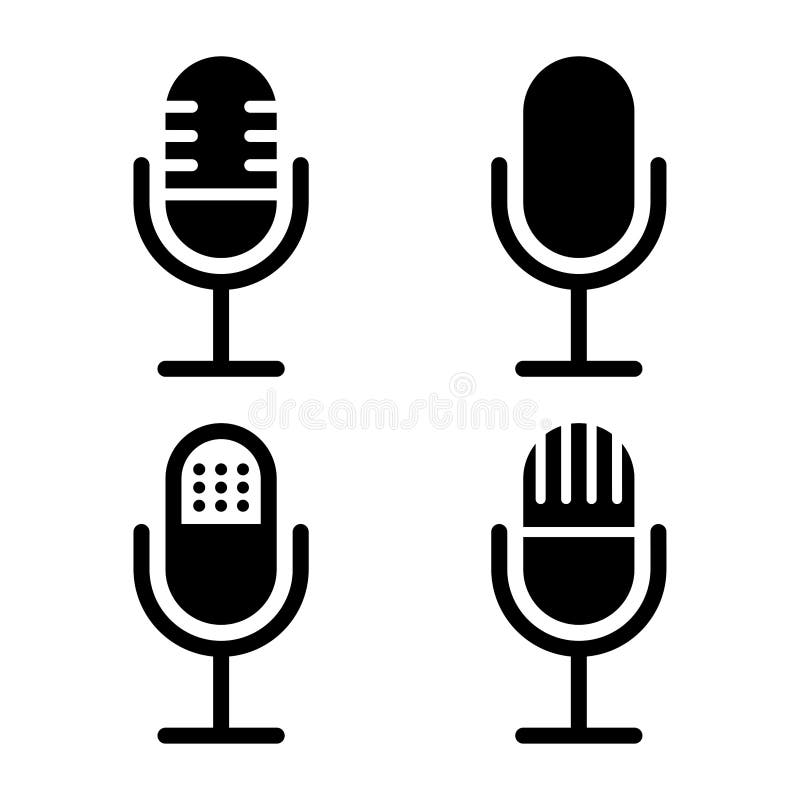 Ikony wektora mikrofonu. wektor ikony podkastu. ikona wektora głosu. symbol studio nagrań. ilustracji