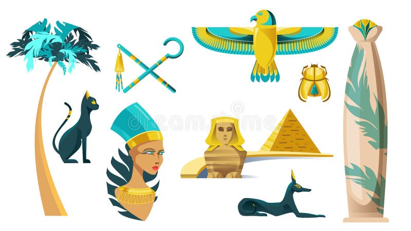 Ikony wektorowe starożytnych symboli Egiptu ilustracja wektor Ikony wektorowe starożytnych symboli Egiptu ilustracja wektor