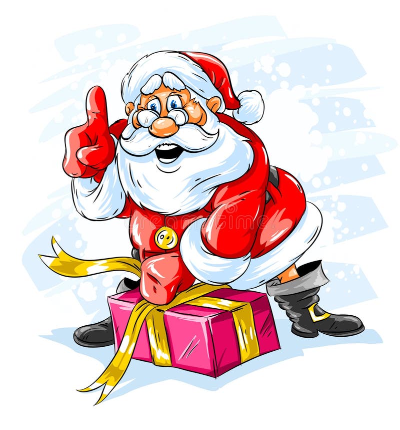 Il Babbo Natale allegro che apre un contenitore di regalo di natale royalty illustrazione gratis Il Babbo Natale allegro che apre un contenitore di regalo di natale royalty illustrazione gratis