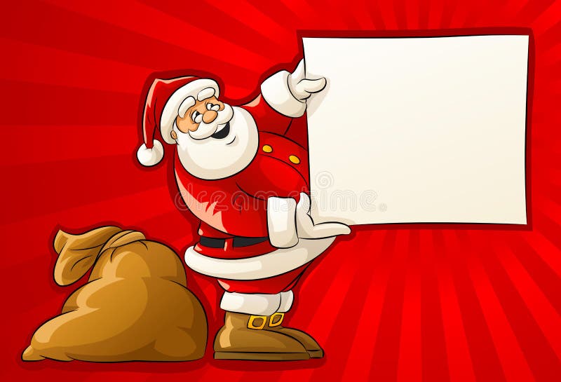 Il Babbo Natale con il sacco ed il documento in bianco di saluto