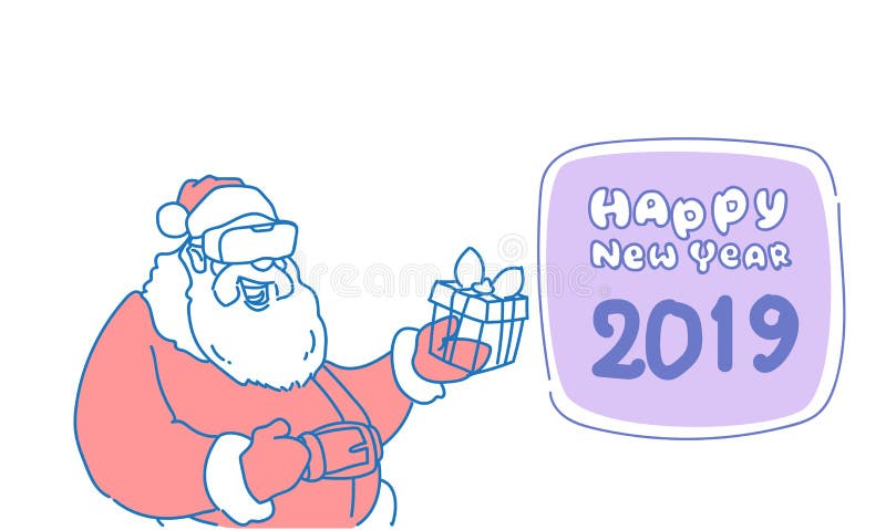 Babbo Natale Virtuale.Il Babbo Natale Indossa I Vetri Digitali Di Realta Virtuale Da Lo Scarabocchio Attuale Di Schizzo Di Concetto Del Buon Anno Di Bu Illustrazione Vettoriale Illustrazione Di Felice Celebri 129070925