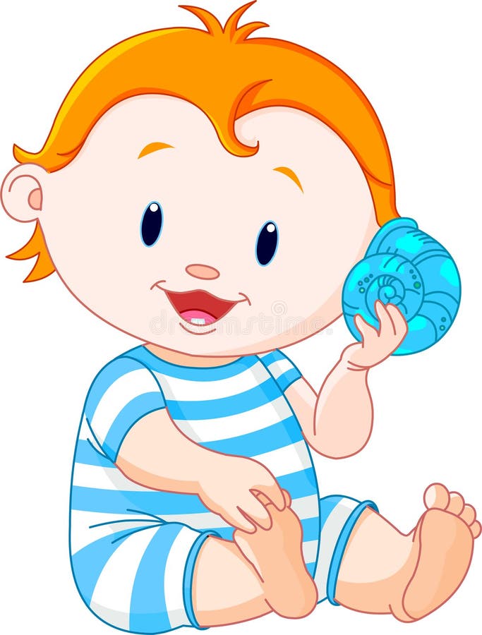 Il bambino ascolta le coperture del mare royalty illustrazione gratis Il bambino ascolta le coperture del mare royalty illustrazione gratis