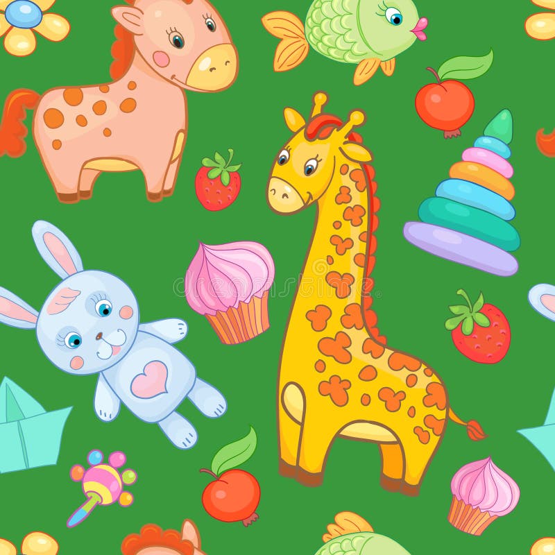 Il bambino gioca il fondo senza cuciture dell'animale di vettore del modello illustrazione di stock Il bambino gioca il fondo senza cuciture dell'animale di vettore del modello illustrazione di stock
