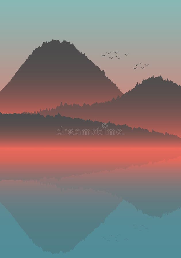Il bello paesaggio minimalistic di vista di oceano di ora legale sul tramonto e sugli aeroplani che attraversano through il cielo illustrazione di stock Il bello paesaggio minimalistic di vista di oceano di ora legale sul tramonto e sugli aeroplani che attraversano through il cielo illustrazione di stock