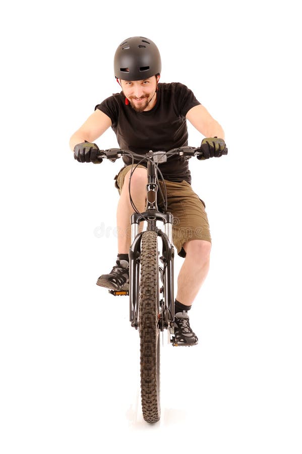 Il bicyclist su bianco fotografia stock