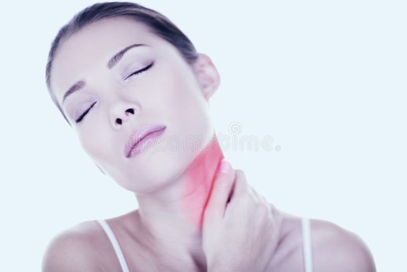 Il bisogno della donna di dolore al collo indietro massaggia fotografie stock Il bisogno della donna di dolore al collo indietro massaggia fotografie stock