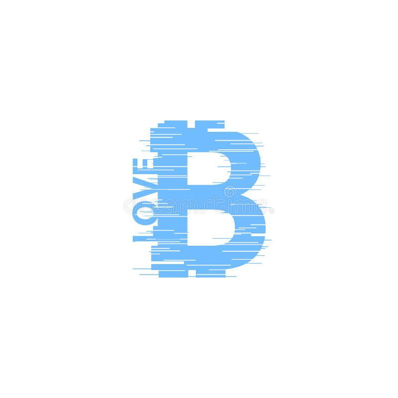 Il bitcoin blu firma dentro lo stile di impulso errato su fondo bianco Illustrazione digitale di vettore dei soldi di Internet Ef