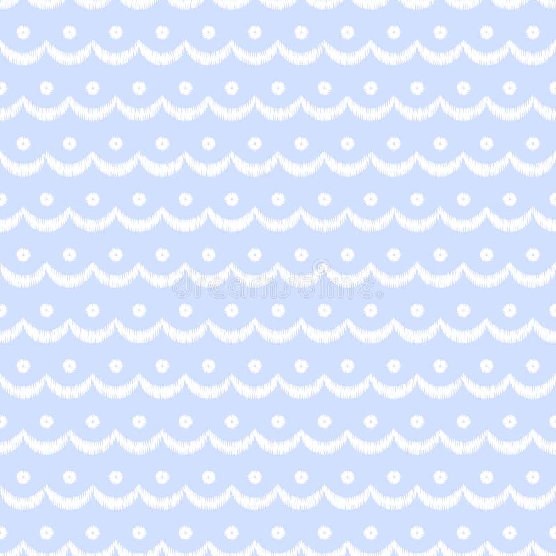 Il blu ed il bianco hanno smerlato il ricamo di pizzo del bordo, modello senza cuciture, vettore illustrazione di stock Il blu ed il bianco hanno smerlato il ricamo di pizzo del bordo, modello senza cuciture, vettore illustrazione di stock