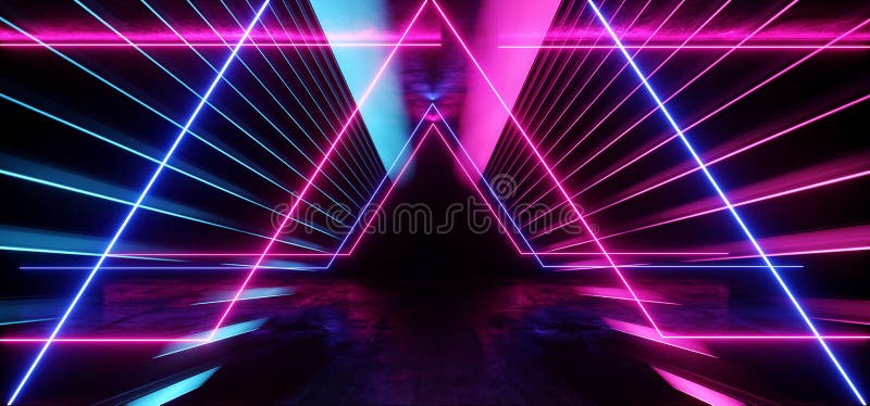 Il blu porpora vibrante fluorescente al neon futuristico di Sci Fi dell'estratto psichedelico emette luce moderno della stanza sc royalty illustrazione gratis