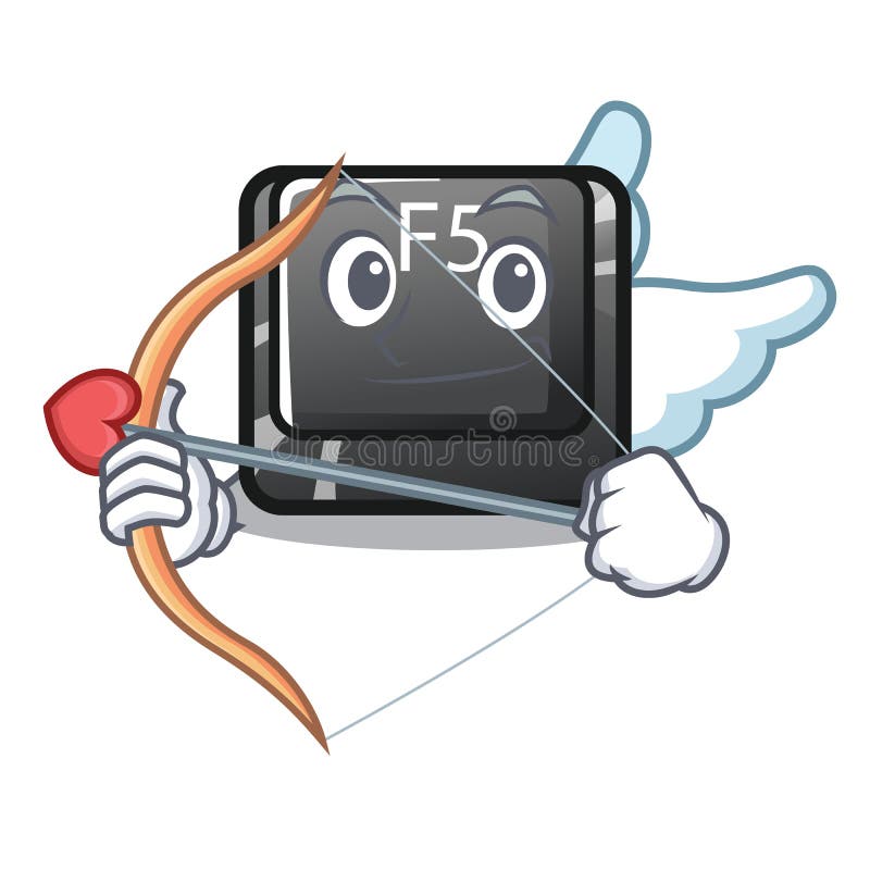 Il bottone f5 del cupido ha isolato con il carattere illustrazione di stock Il bottone f5 del cupido ha isolato con il carattere illustrazione di stock