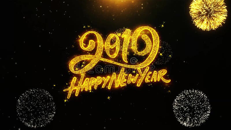 Il buon anno 2019 desidera la cartolina d'auguri, invito, fuoco d'artificio della celebrazione avvolto