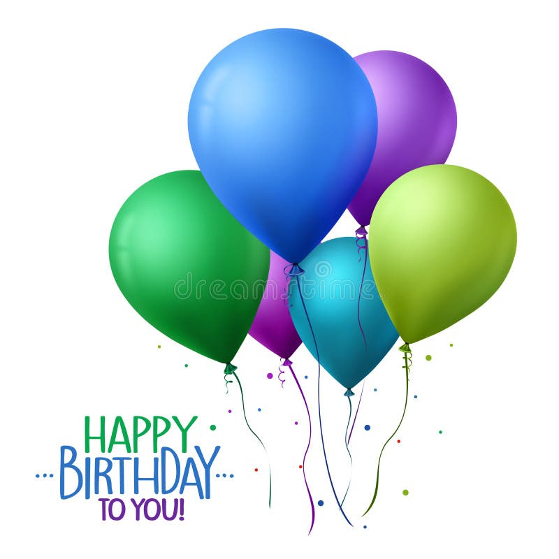 Il buon compleanno variopinto Balloons il volo per il partito e le celebrazioni illustrazione vettoriale