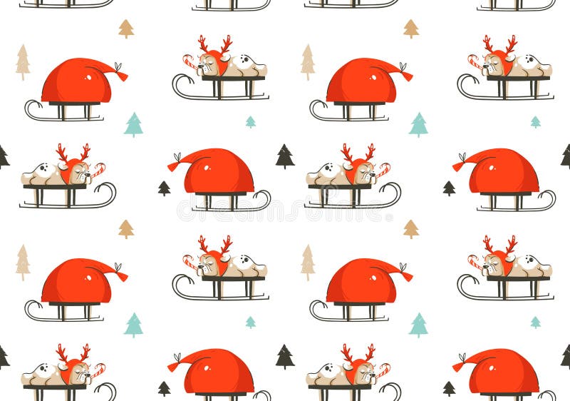 Il Buon Natale disegnato a mano di divertimento dell'estratto di vettore cronometra il modello senza cuciture dell'illustrazione royalty illustrazione gratis Il Buon Natale disegnato a mano di divertimento dell'estratto di vettore cronometra il modello senza cuciture dell'illustrazione royalty illustrazione gratis