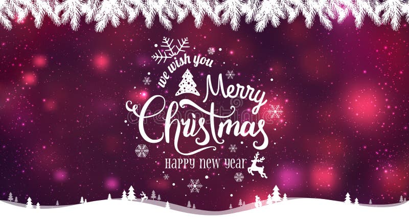 Il Buon Natale ed il nuovo anno tipografici sul fondo di feste con l'inverno abbelliscono con i fiocchi di neve, luce, stelle royalty illustrazione gratis Il Buon Natale ed il nuovo anno tipografici sul fondo di feste con l'inverno abbelliscono con i fiocchi di neve, luce, stelle royalty illustrazione gratis