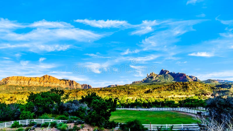 Sunset over the Canaan and Eagle Crags West Mountains just south of Zion National Park in Utah, USA. Sunset over the Canaan and Eagle Crags West Mountains just south of Zion National Park in Utah, USA